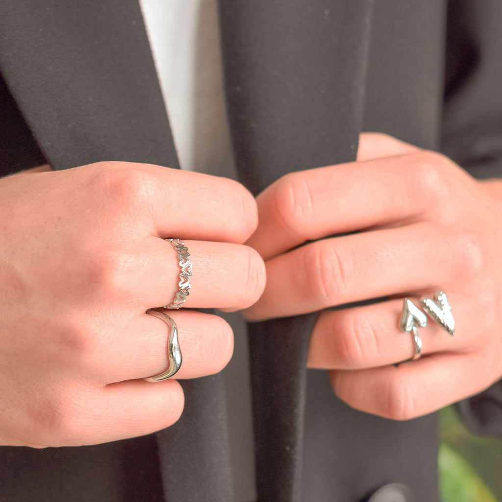 Ring met hartjes zilver