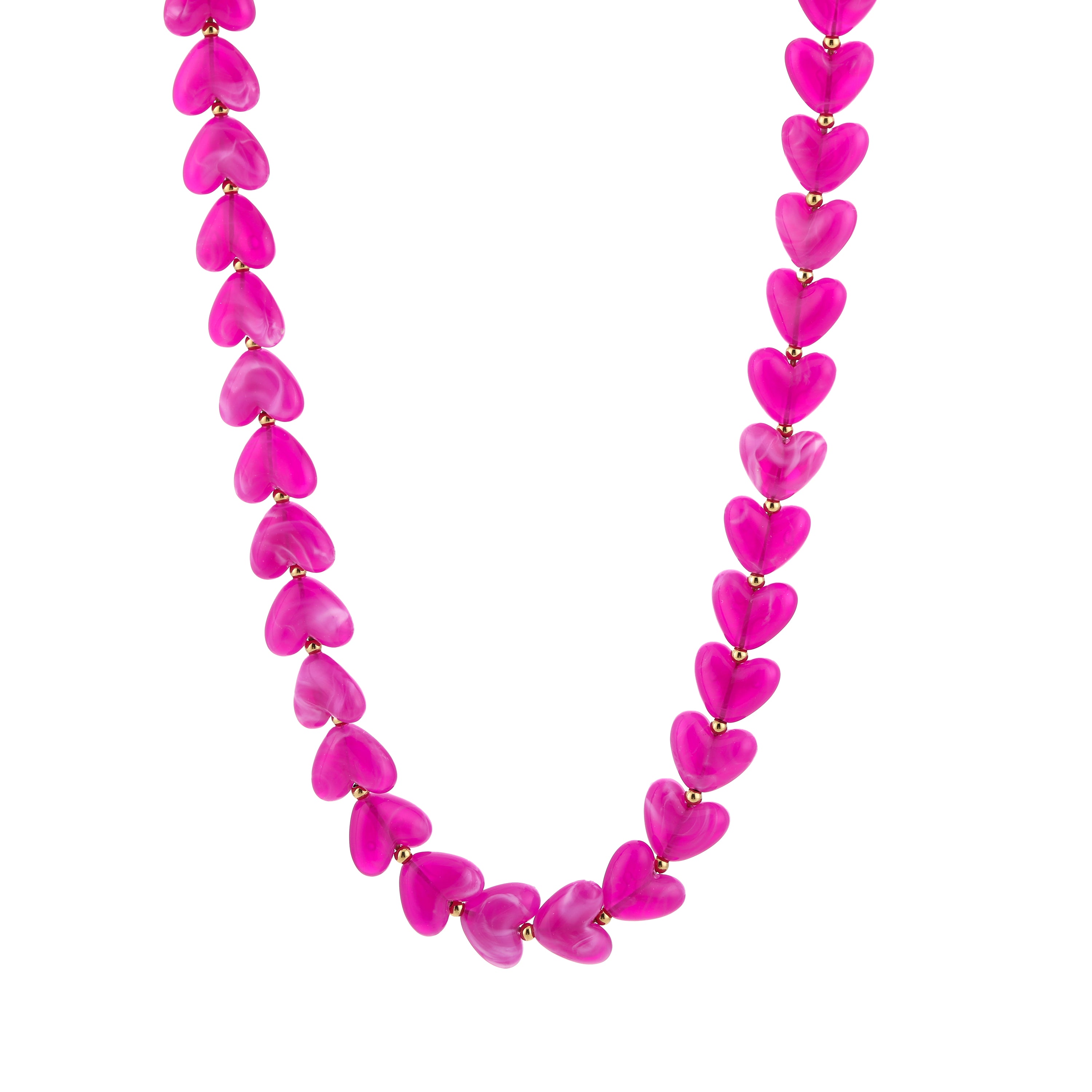 Kralen ketting hartjes roze