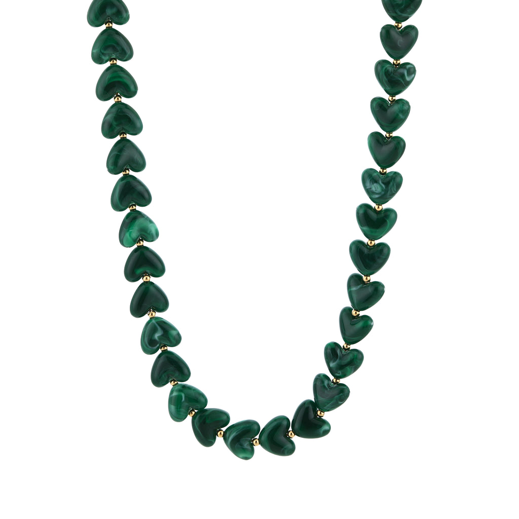 Kralen ketting hartjes groen