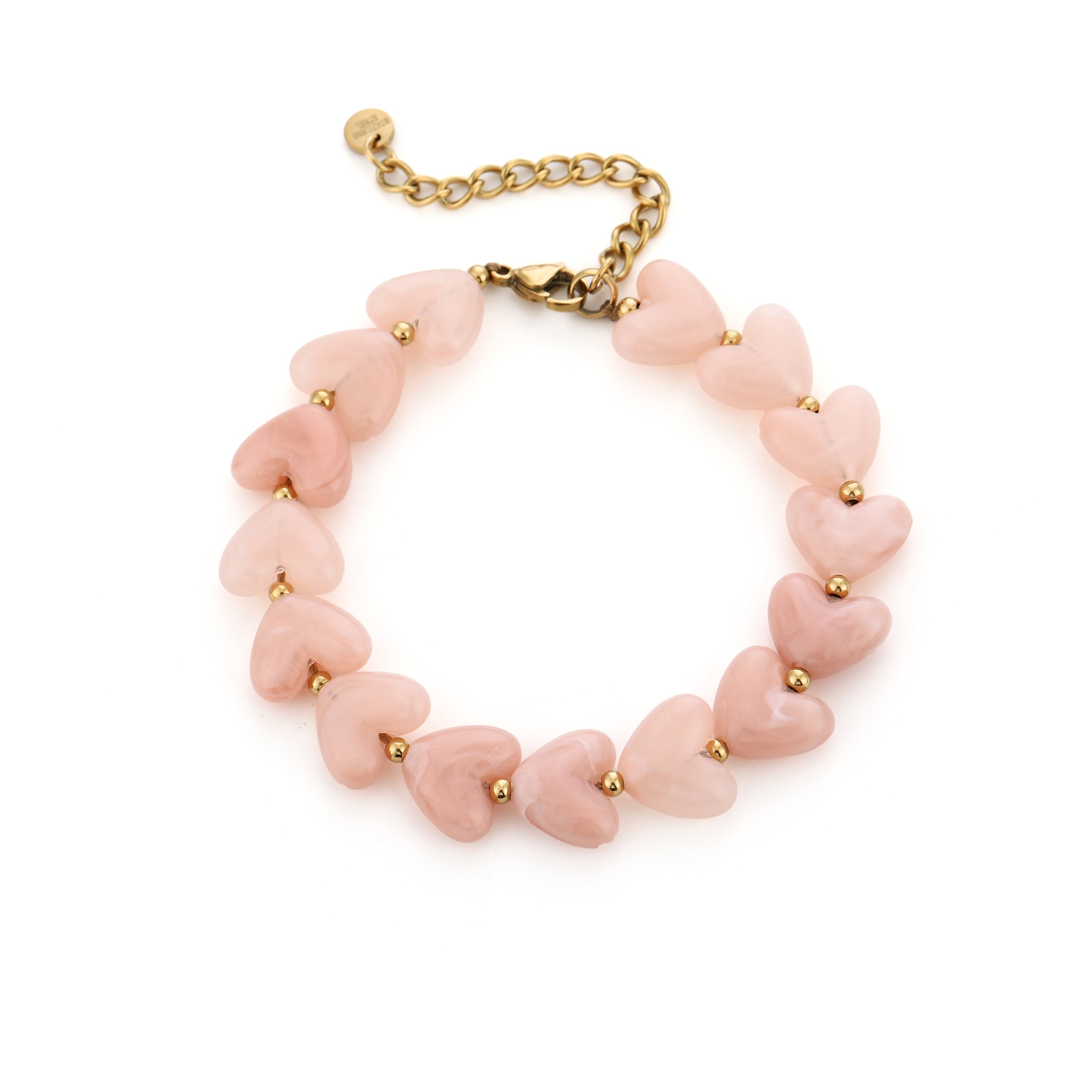 Kralen armband hartjes licht roze